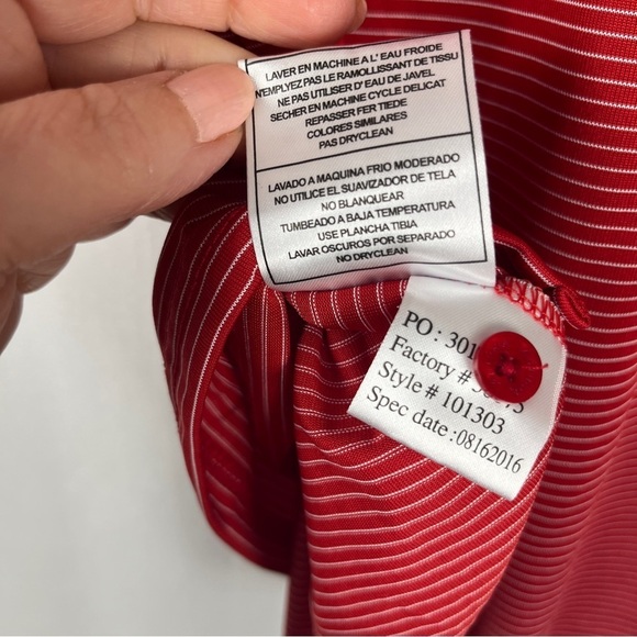 Antigua Women's Red White Stripe Pullover Quest Polo Shirt Traveler's Logo Small - Picture 9 of 9